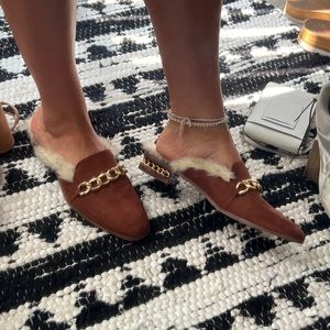 Dark Brown Fur Lined Mules